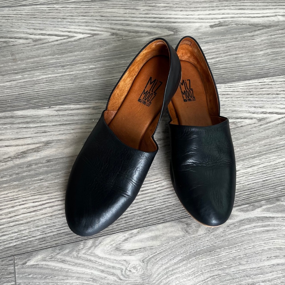 Miz Mooz Kimmy Mist Flat Leather Black Shoes for Women